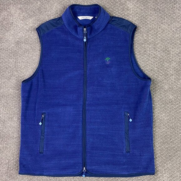 Peter Millar Seaside Fleece Vest Men's Large Medium Blue Full Zip Golf - Picture 1 of 11